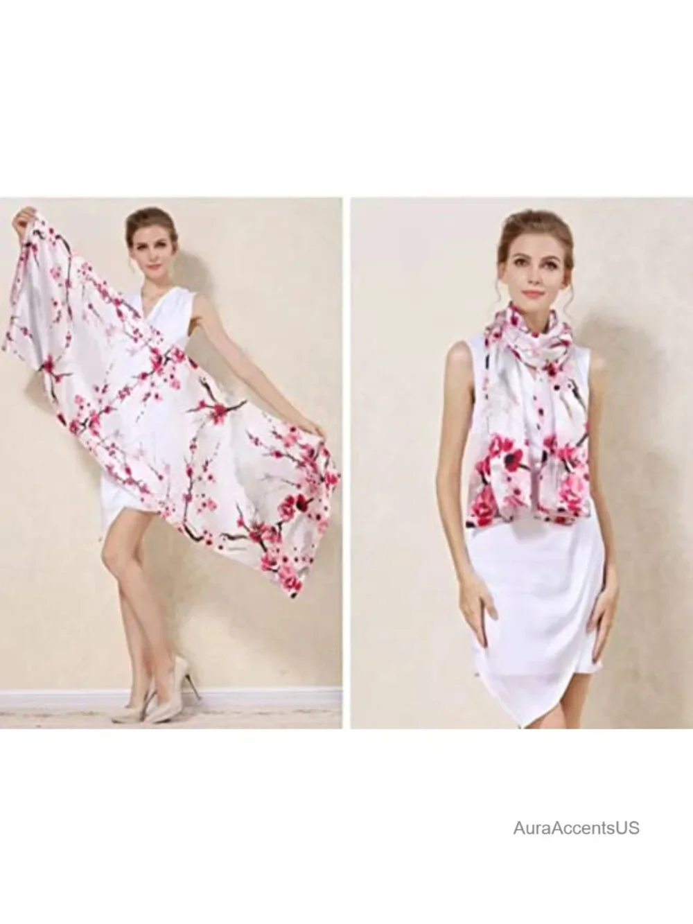 100% Silk Long Oblong Shawls Scarf with Gift Packed